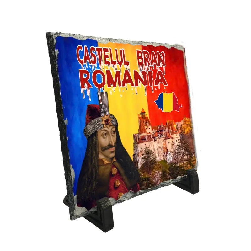 Castelul bran romania, piatra ardezie personalizata, cu mesaj model, pa061
